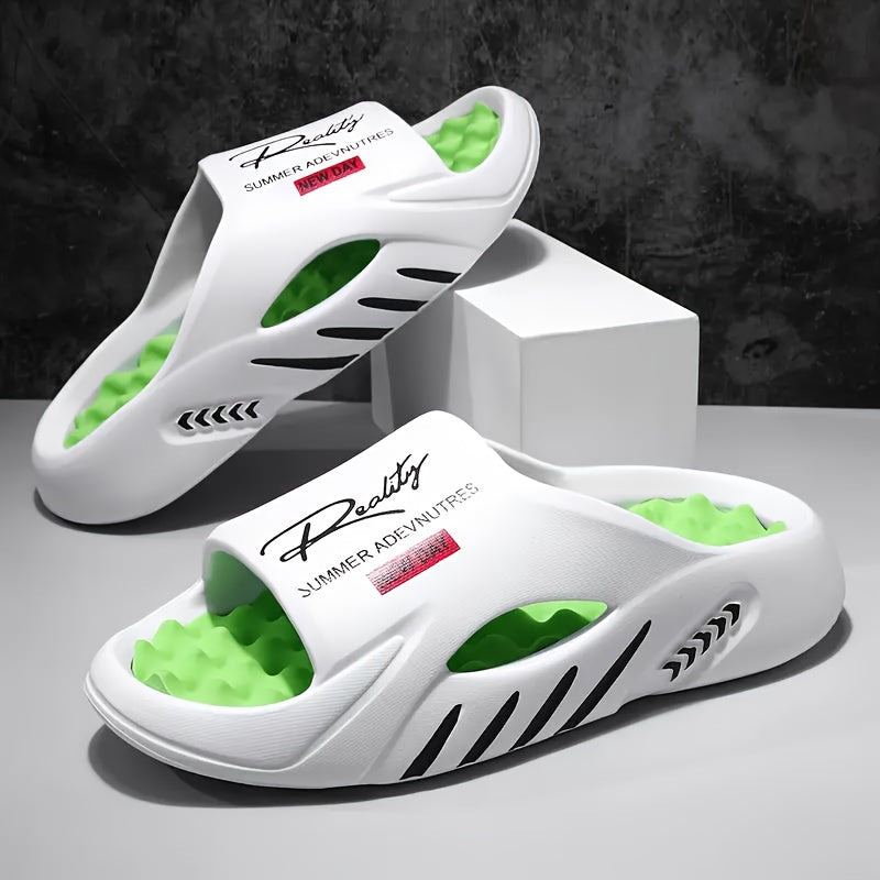 Men's Casual Summer Slip-On Beach Sandals with Stripes