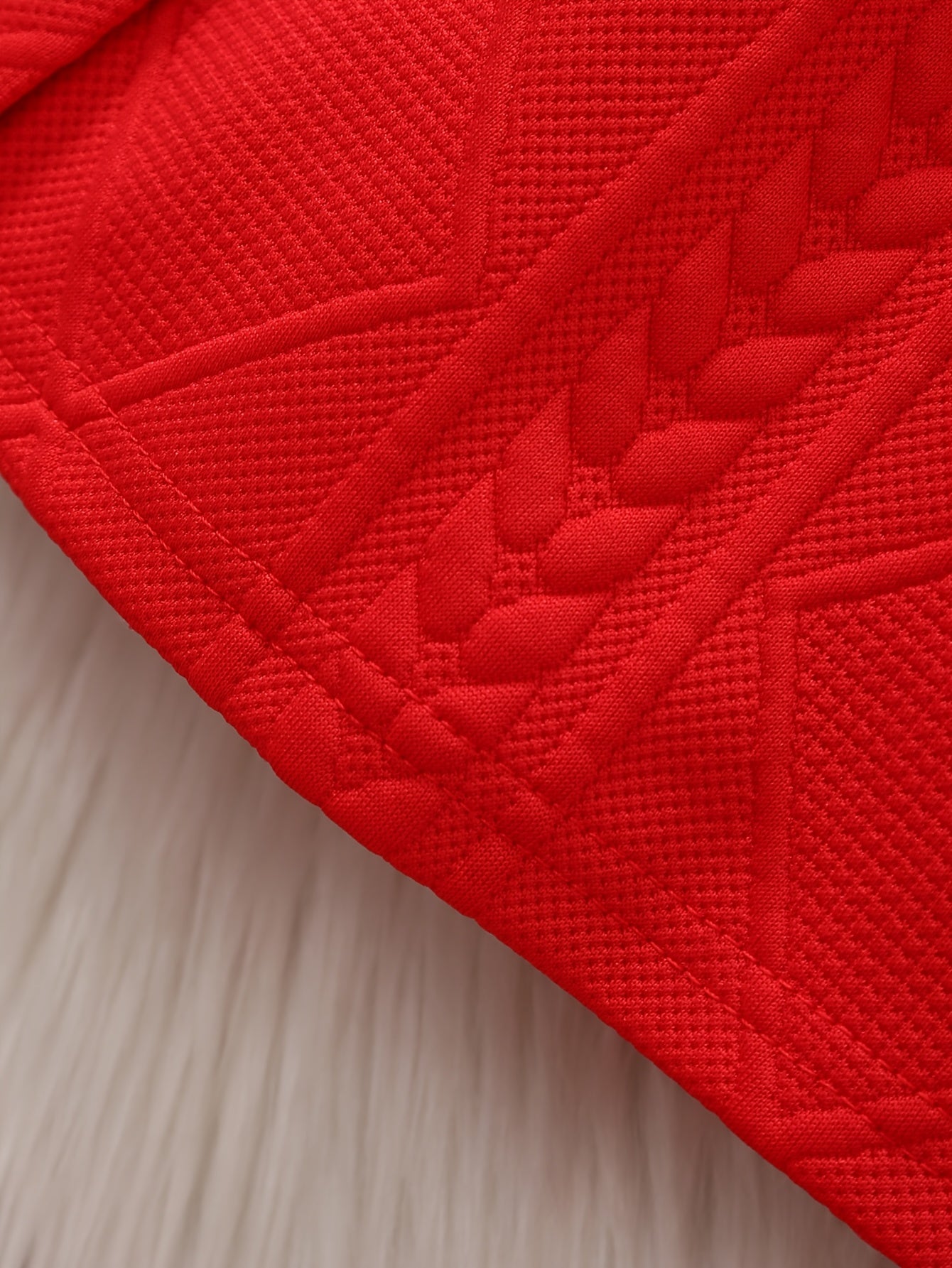 1pc New Style Single-Breasted Bowknot White Collar Dress for Girls, Red Christmas and New Year Baby Outfit