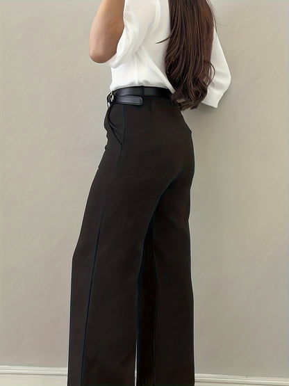 Chic Flare Leg Pants for Women | Elegant Simple Design, Suitable for Commuting, Office, and Everyday Wear, All-Season, Solid Color Not Included