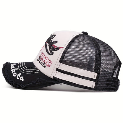 Men's Lightweight Bull Head Pattern Mesh Baseball Cap for Spring Summe