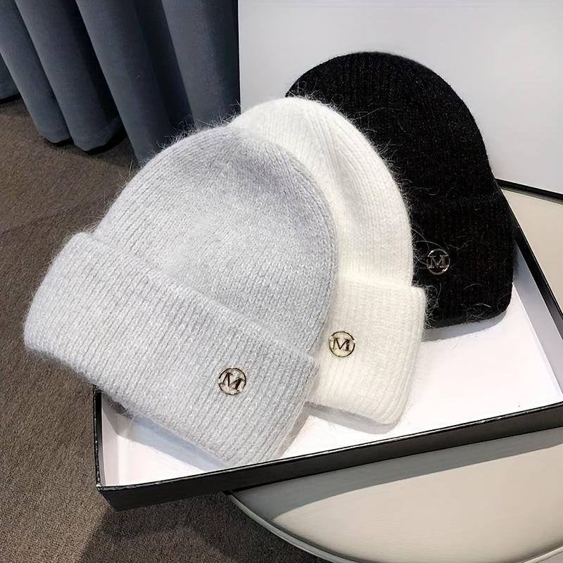 Women’s Warm Embroidered Acrylic Winter Hat, Thick Knit Cap