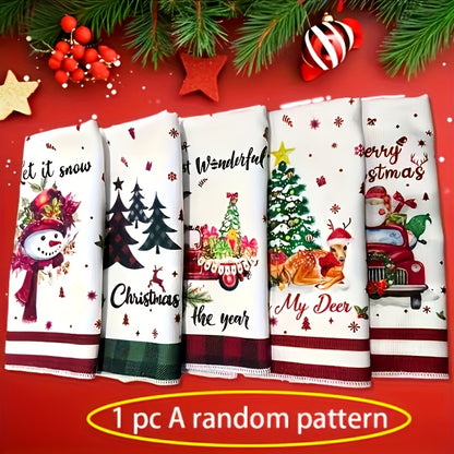 Super Soft Microfiber Christmas Towel - Plaid & Holiday Patterns (Snowman, Reindeer, Bells) with "Let It Snow" & "Merry Christmas" Phrases, High Absorbency Bath & Hand Towel for, s, Xmas Tree Decorations - Festive Winter Gift