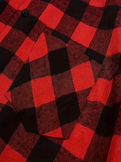 Plaid Shirt Coat For Men Long Sleeve Casual Regular Fit Button Up Hooded Shirts Jacket