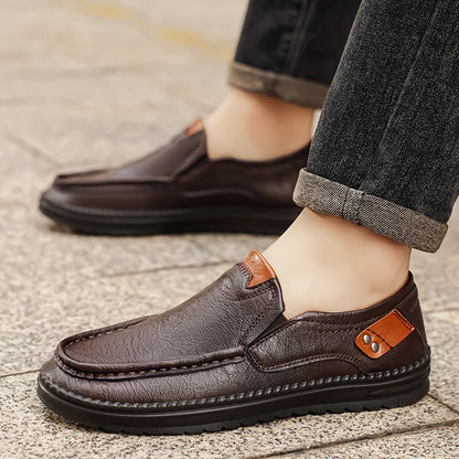 Men's Retro British Slip-On Sneakers - Casual Low-Top Shoes