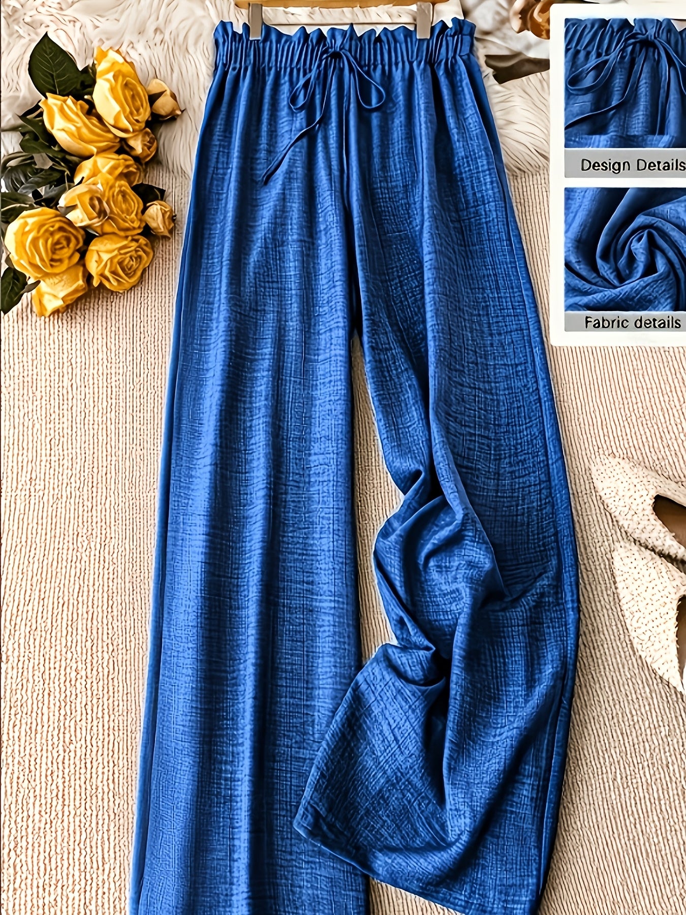 Women's Straight-Leg Casual Pants with Stretch Waist for Spring-Summer