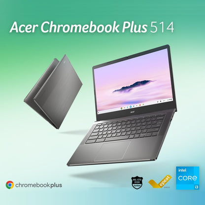 Acer Chromebook plus 514 Laptop with Google AI – 14" Full HD 1920 X 1080 IPS Touch Display | Intel Core I3-N305 | 8GB LPDDR5 | 128GB SSD | Wi-Fi 6E | FHD Camera | Chrome OS | CB514-4HT-375Z