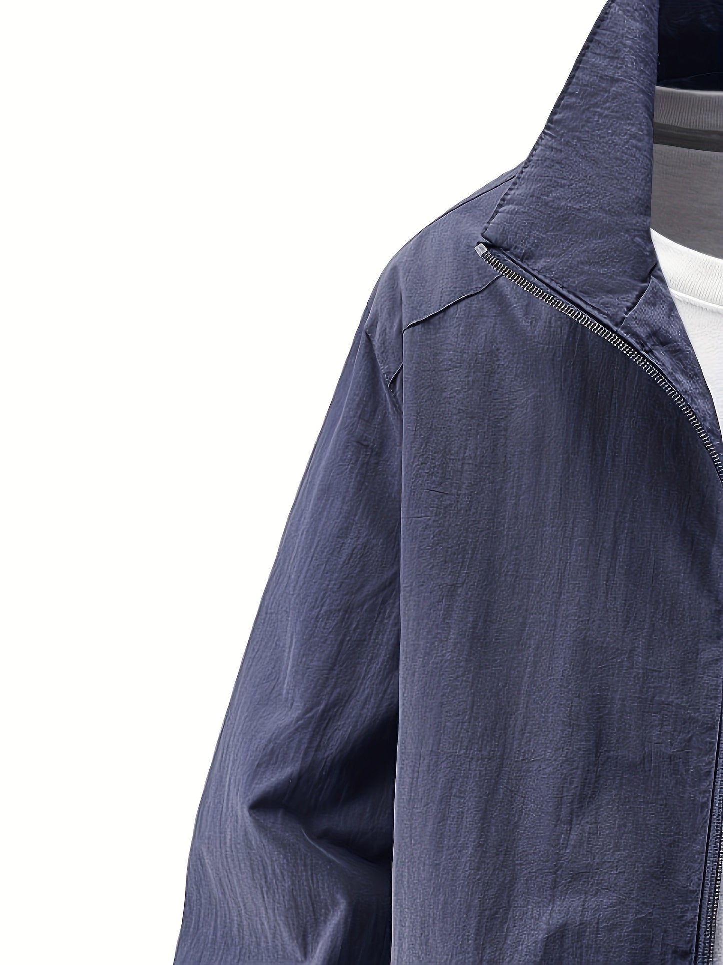 Men'S Olive Green Bomber Jacket with Stand Collar - Casual, Comfortable, Zip-Up Outerwear for Outdoor Activities, Casual Attire|Stand Collar Jacket|Zippered Jacket