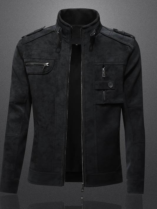Men's Light Luxury PU Texture Casual Business Jacket