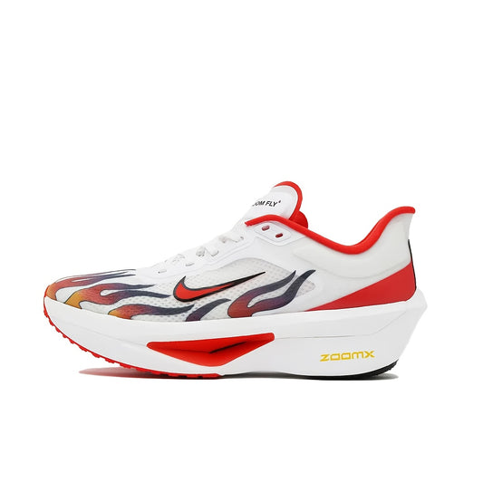 Nike Zoom Fly 6 Running Shoes - Lightweight Cushioned Athletic Sneakers with Zoom Air Technology, Low-Top Training Shoes for Men  Women, All-Season Gym, Marathon, Casual Attire - White/Red Colorway (HQ3498-100), Sneakers, Ma