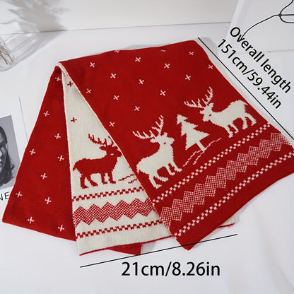 Red and Green Christmas Tree Scarf - Women's Autumn/Winter Warm Scarf, Versatile for Students and Couples, Christmas Gift Red and Green Neck Warmer, Elegant High-End Scarf for Women, Men's Winter Scarf