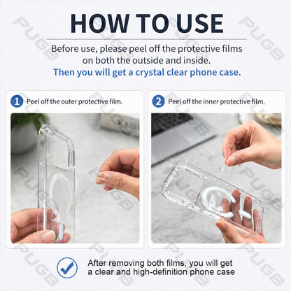 Transparent Magnetic Wireless Charging Phone Case for iPhone 13-18 Pro