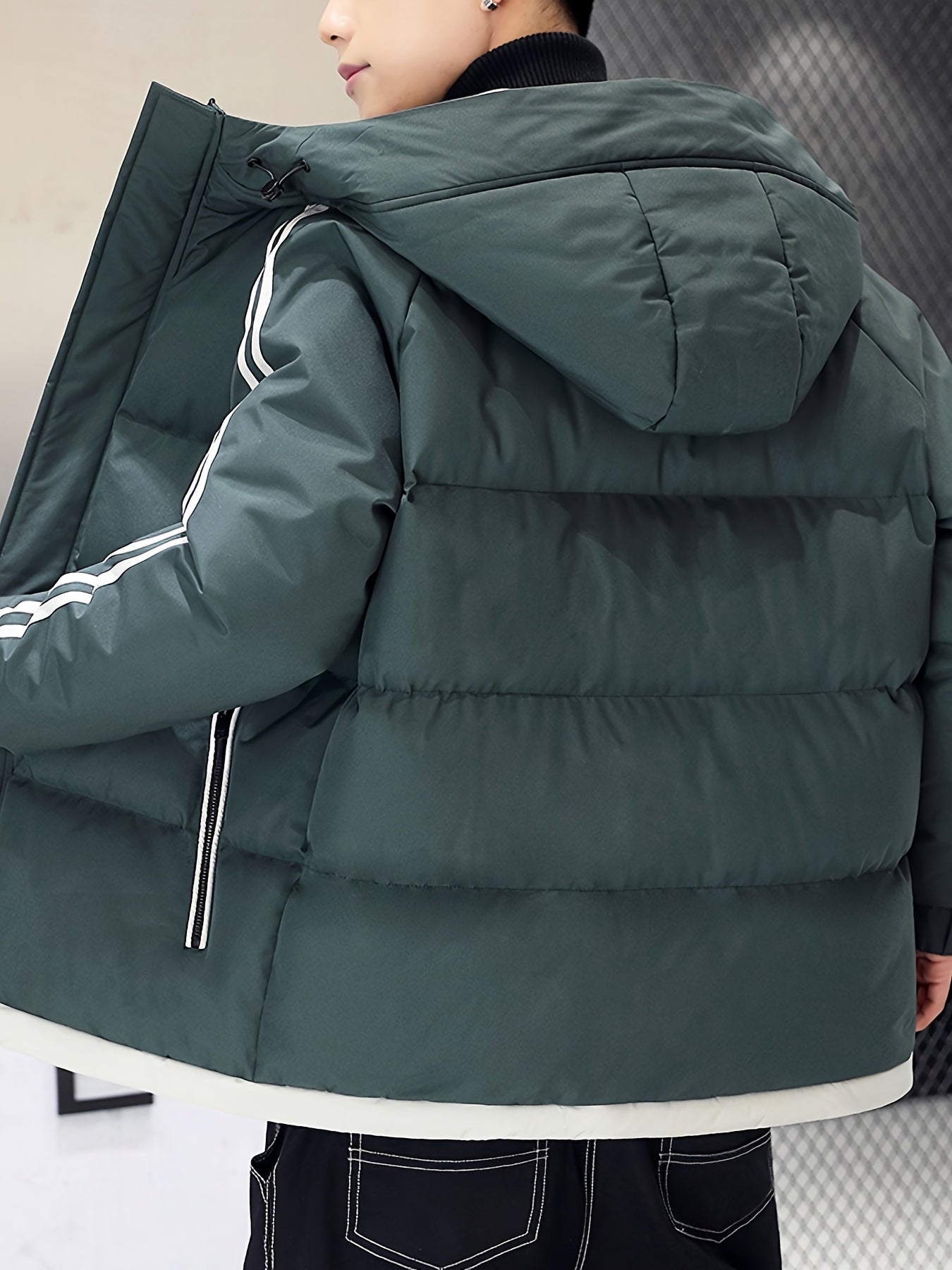 Men'S Heavyweight Winter Hooded Jacket - Thermal Insulated Cold Weather Coat with Zipper Closure, Long Sleeve Outerwear for Hiking, Skiing, Thick, Hiking Gear, Sleek Design, Durable Construction, Outdoor Enthusiasts