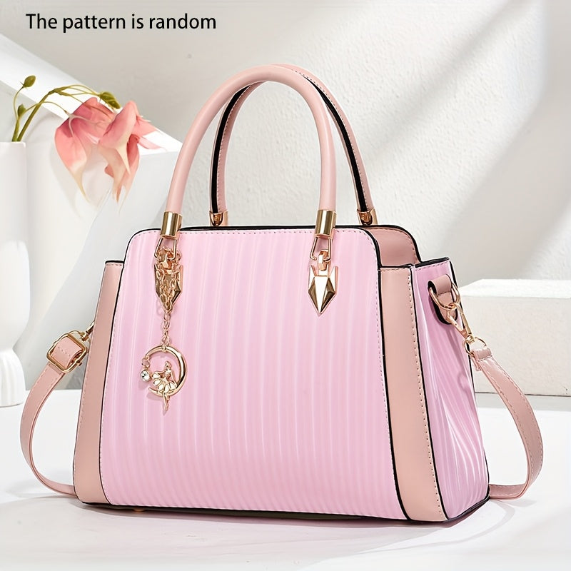 Women's Elegant Convertible Handbag - Large Capacity Purse with Detachable Strap, Golden-Tone Hardware, Zipper Closure - Everyday & Formal Bag for Women - Gift for Her (INCK KMCRK), Ladies Handbags, Travel Tote, Chic Accessor