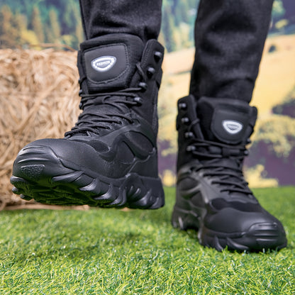 Men's High-Top Outdoor Hiking Boots with Fabric Upper