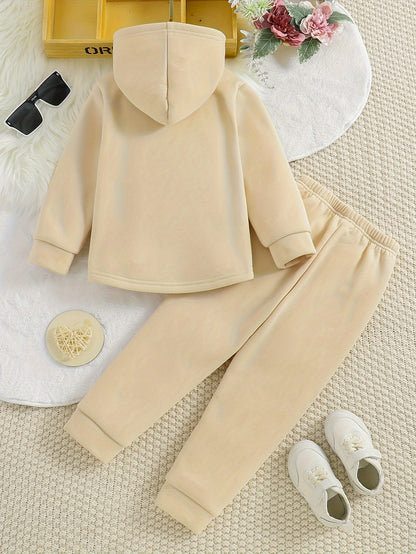 Girls' 2-piece Sets, Button Front Hooded Jacket + Jogger Pants, Autumn Clothes Party Outdoor Sports Outdoor
