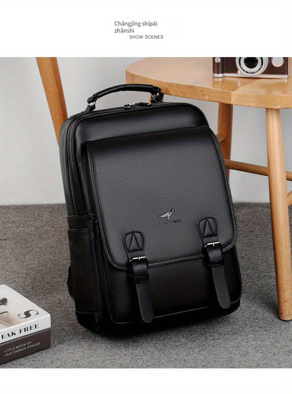Stylish Men's Backpack - Multifunctional, Large Capacity for 39.62cm Laptop, Business  Travel Ready, Durable PU Material