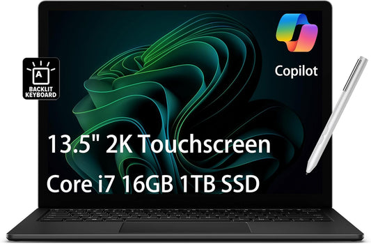 Microsoft Surface Laptop 5 Laptop (13.5" 2K Touchscreen, Intel 10-Core I7-1265U, 16GB LPDDR5X, 1TB SSD), IST Active Pen, 18-Hr Battery Life, Backlit, Wi-Fi 6, Webcam, Win 11 Pro W/Ai Copilot, Black