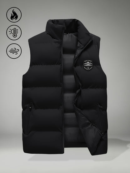 Men's Autumn-Winter Stand Collar Warm Polyester Vest