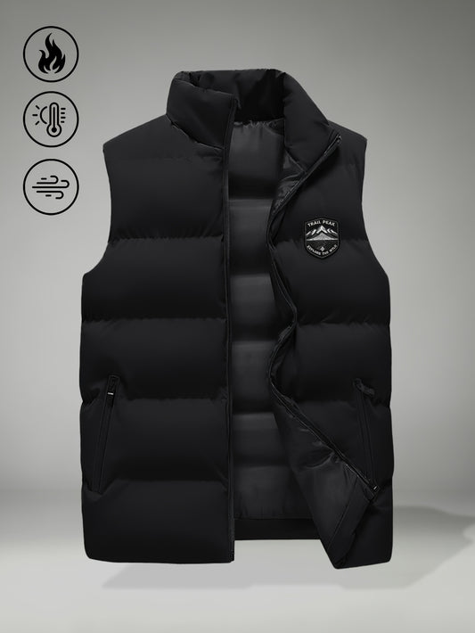 Men's Autumn-Winter Stand Collar Warm Polyester Vest