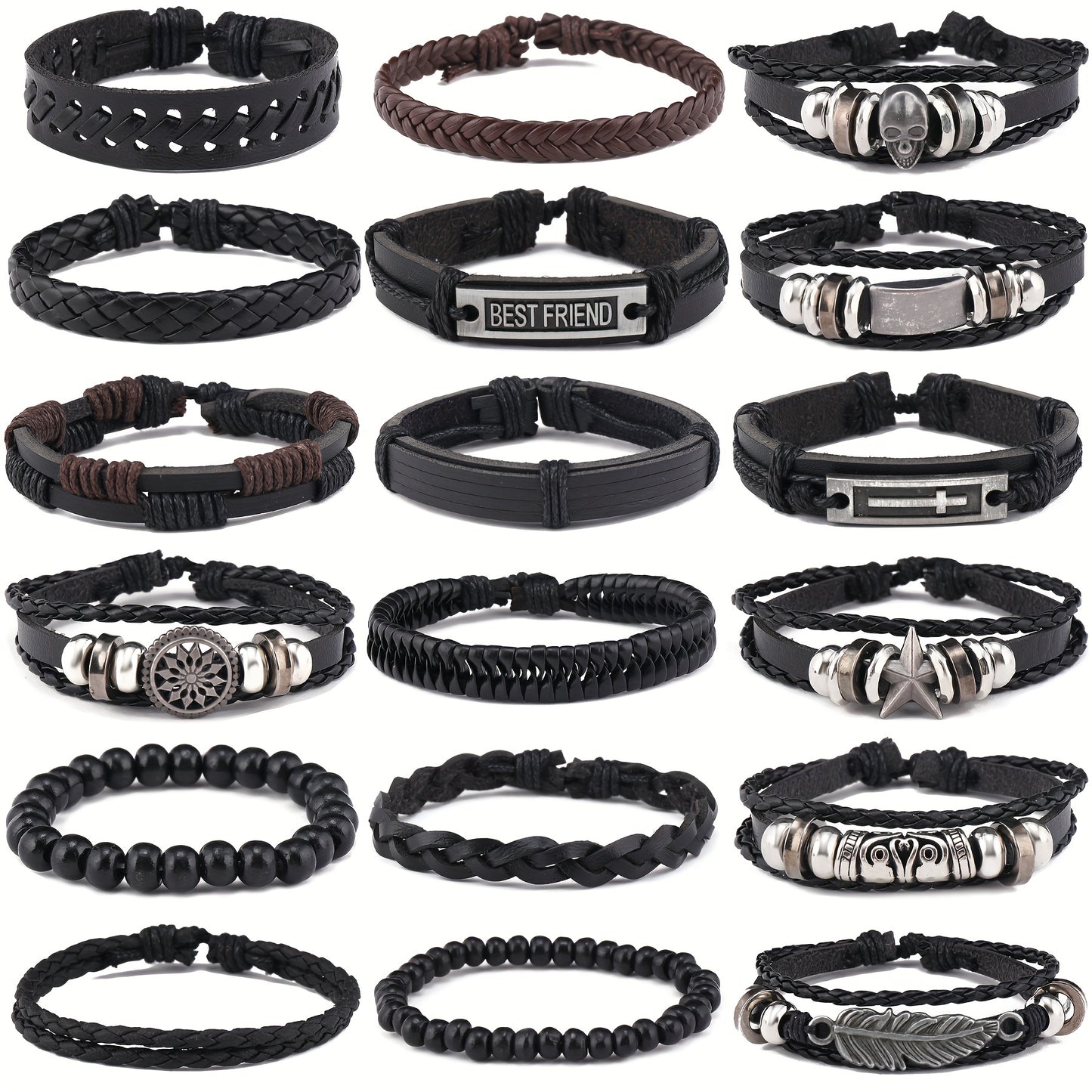 18Pices Men's Vintage Multilayer Alloy Jewelry Party Wear Fashion Street Jewelry Accessories