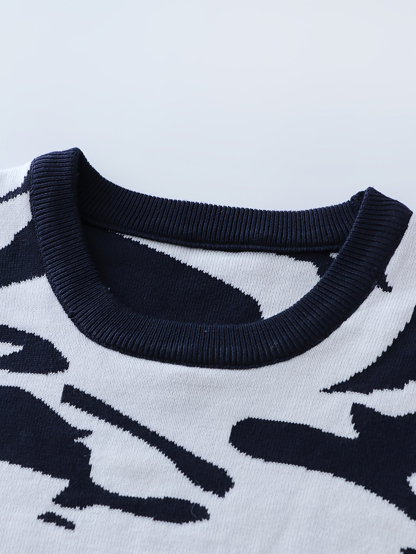 Timur OBM Men'S Fashion Original High-End Trendy Jacquard Knit Crew Neck Pullover