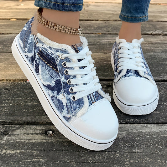 Women's Cartoon Print Sneakers, Lace Up Lightweight Soft Sole Skate Shoes, Low-top Walking Comfy Shoes plus size