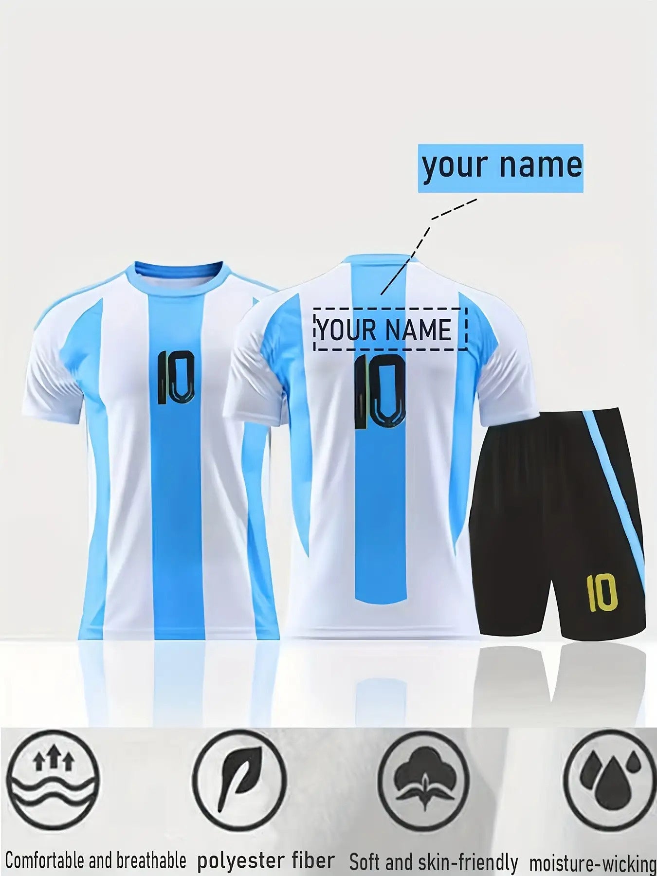 Custom Men's Football Jersey Set - Breathable Quick-Dry Mesh