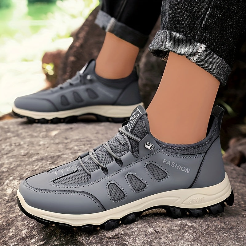 Men's Breathable Casual Running Shoes - All-Season, Stylish Lace-Up Sneakers with Rugged Tread for Hiking  Casual Attire, Brown
