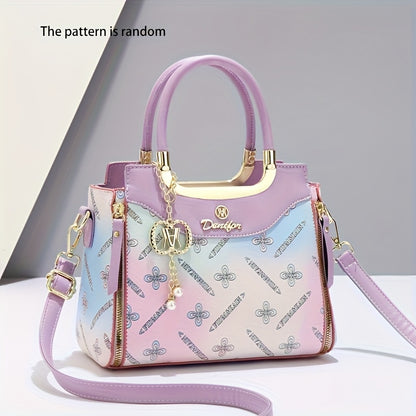 LOEYN Women'S Elegant Crossbody Bag with Detachable Strap - Chic Floral & Butterfly Print, Golden-Tone Hardware, Zipper Closure, Polyester Lining - Perfect Gift for Mom, Versatile Shoulder & Handbag, Fashion Accessory | Flora