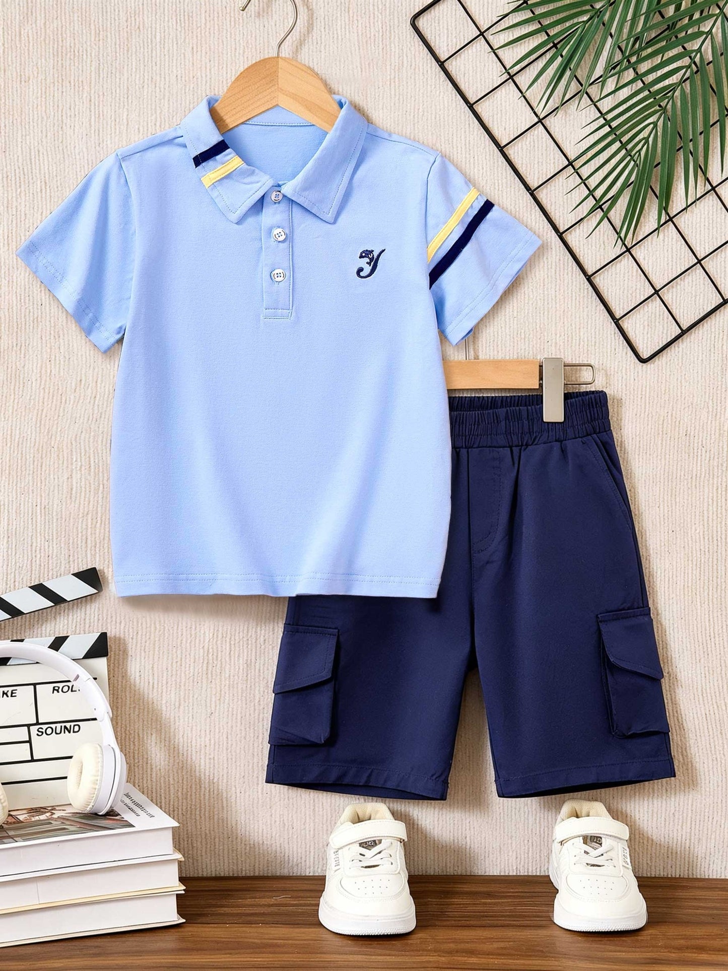 Boys' Summer 2-Piece Cotton Shorts Set with Polo T-Shirt