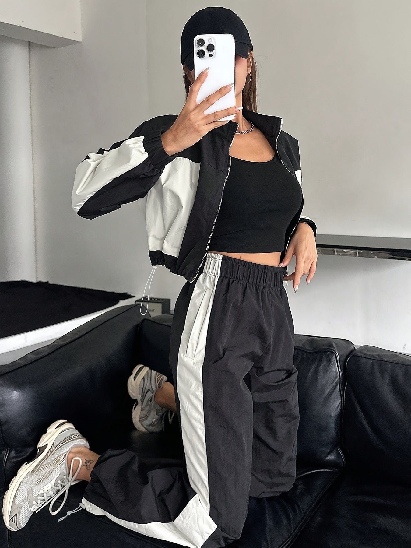 Women’s Y2K High-Waist Color Block Casual Suit for Spring