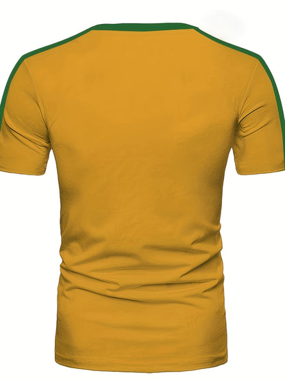 Men'S Casual Short-Sleeve T-Shirt with 3D Digital Printing, Round Neck, Brazilian Style, Made of Slightly Stretchy Polyester Knit Fabric, Suitable for Summer Outdoor Activities And Everyday Wear.