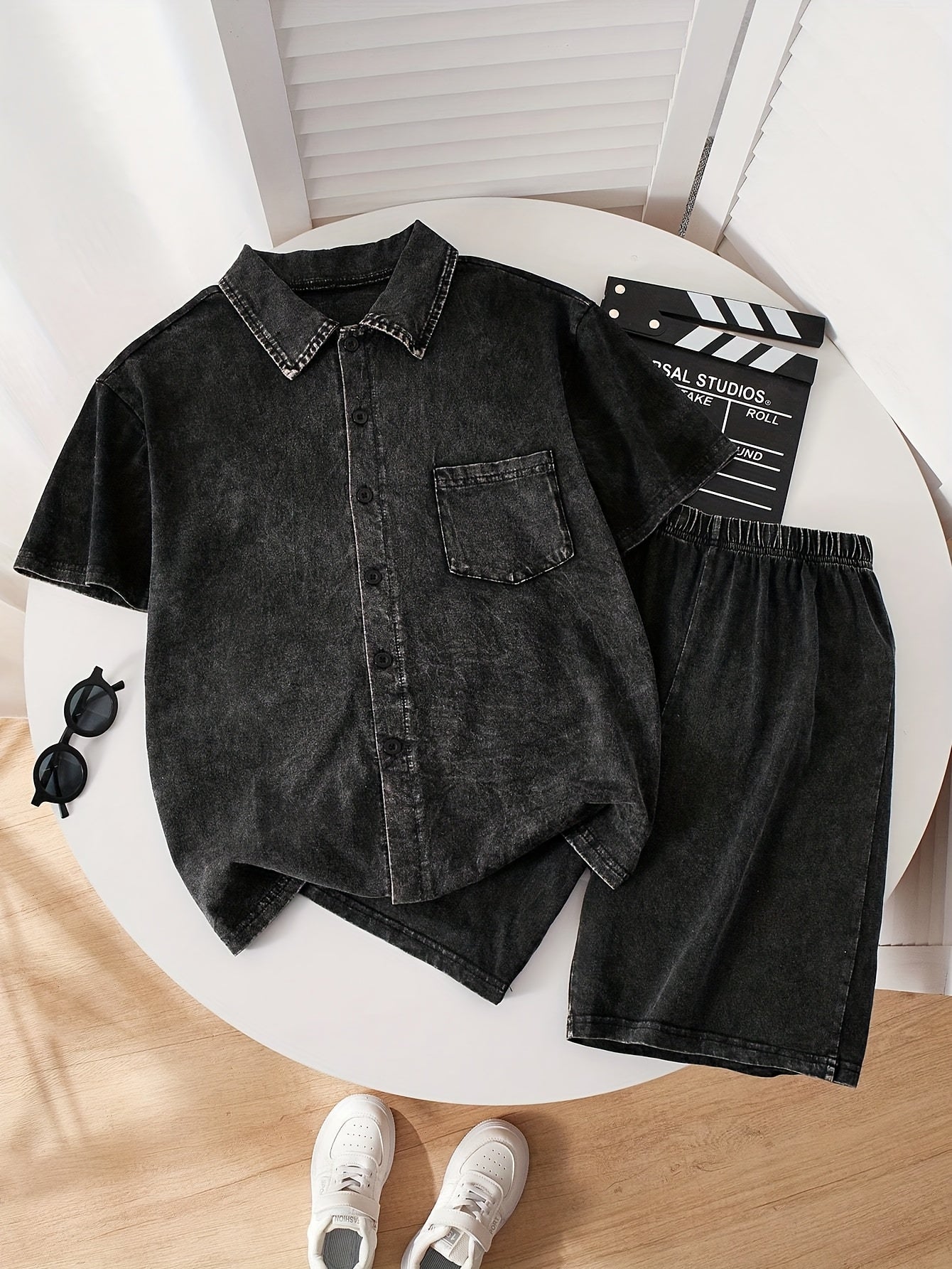 Boys' Casual Lapel T-Shirt & Shorts Set for Spring-Summer
