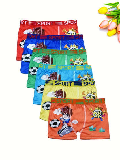 Boys' Breathable Cotton-Blend Briefs with Cartoon Prints - 5 Pack