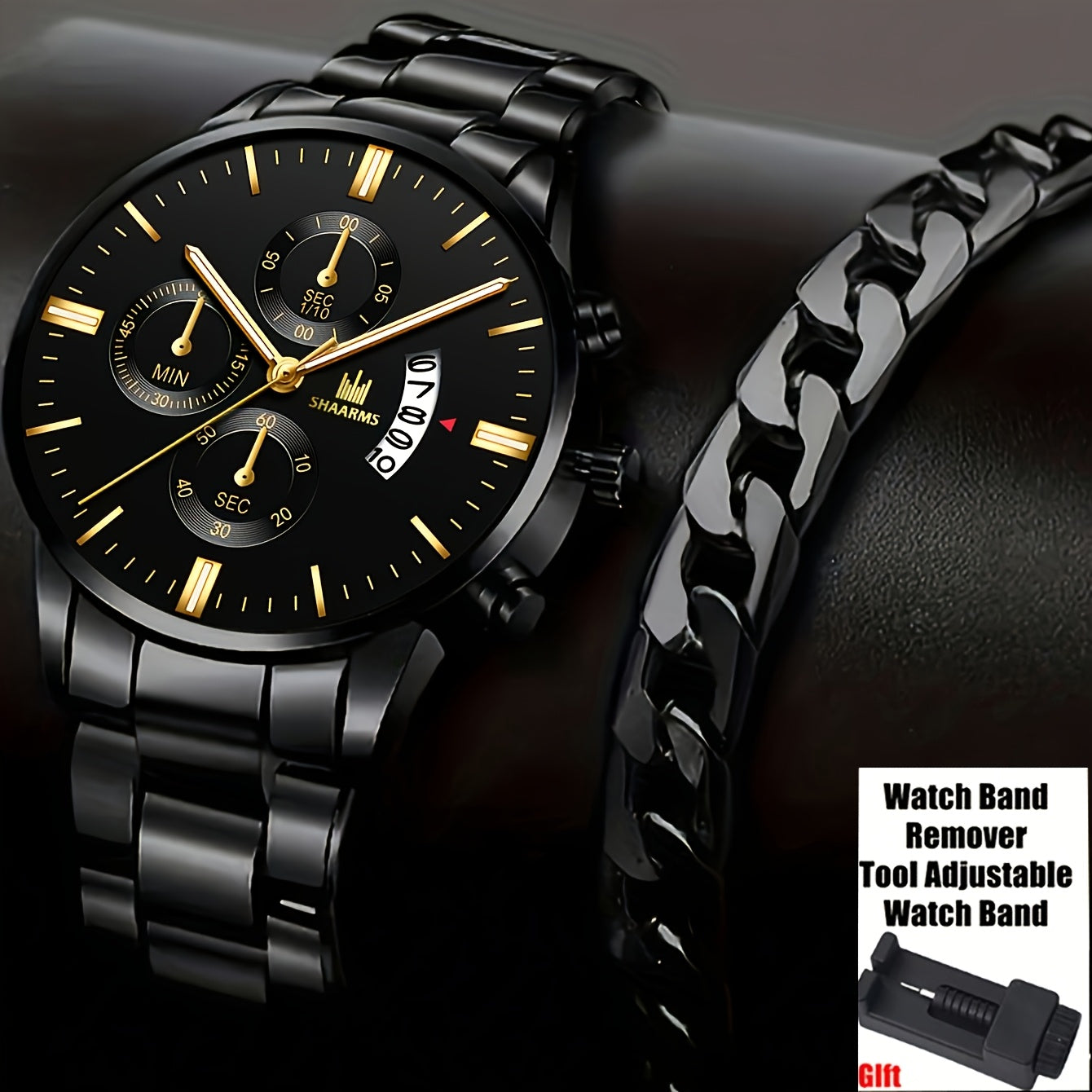 1pc Men's Elegant Sports Steel Strap Watch / 2pcs Watch + Versatile Bracelet Set - The Perfect Gift for Him on Father's Day, Birthday, or Anniversary