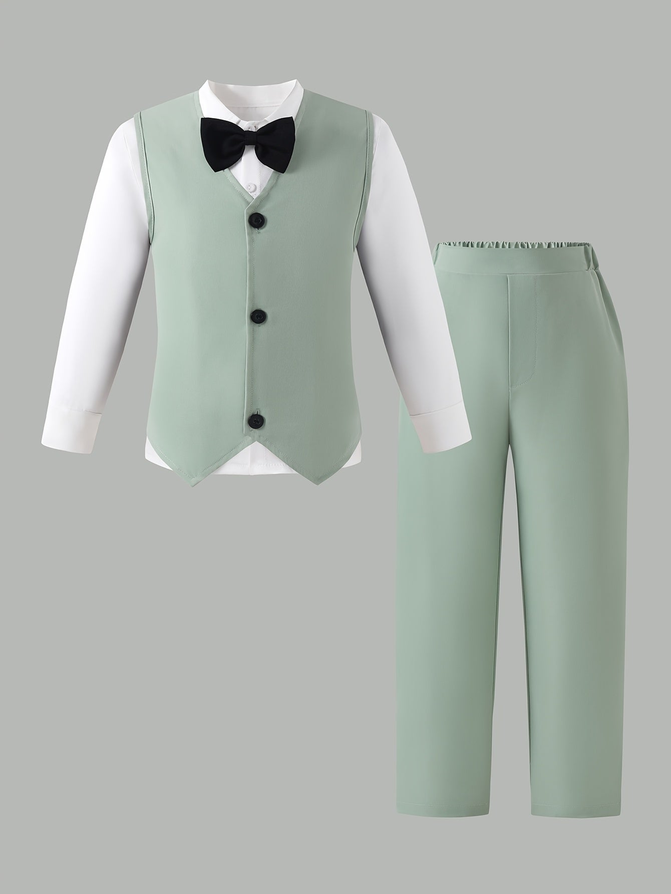 Boys' Slim Fit Formal Vest and Pants Set for Spring Summer