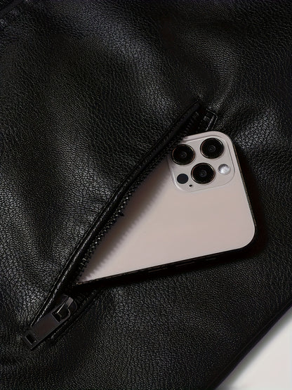 Men's Stylish Burgundy Jacket - Fall/Winter Trendy Stand Collar Biker Jacket with Multiple Zippered Pockets, Casual Design for Casual Attire, Fall Jacket | Modern Casual Jacket | Glossy Finish Jacket