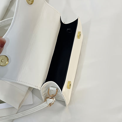 Fresh and trendy small square bag, one shoulder crossbody bag, youthful and sweet style, magnetic buckle closure bag, solid color, internet famous and popular bag