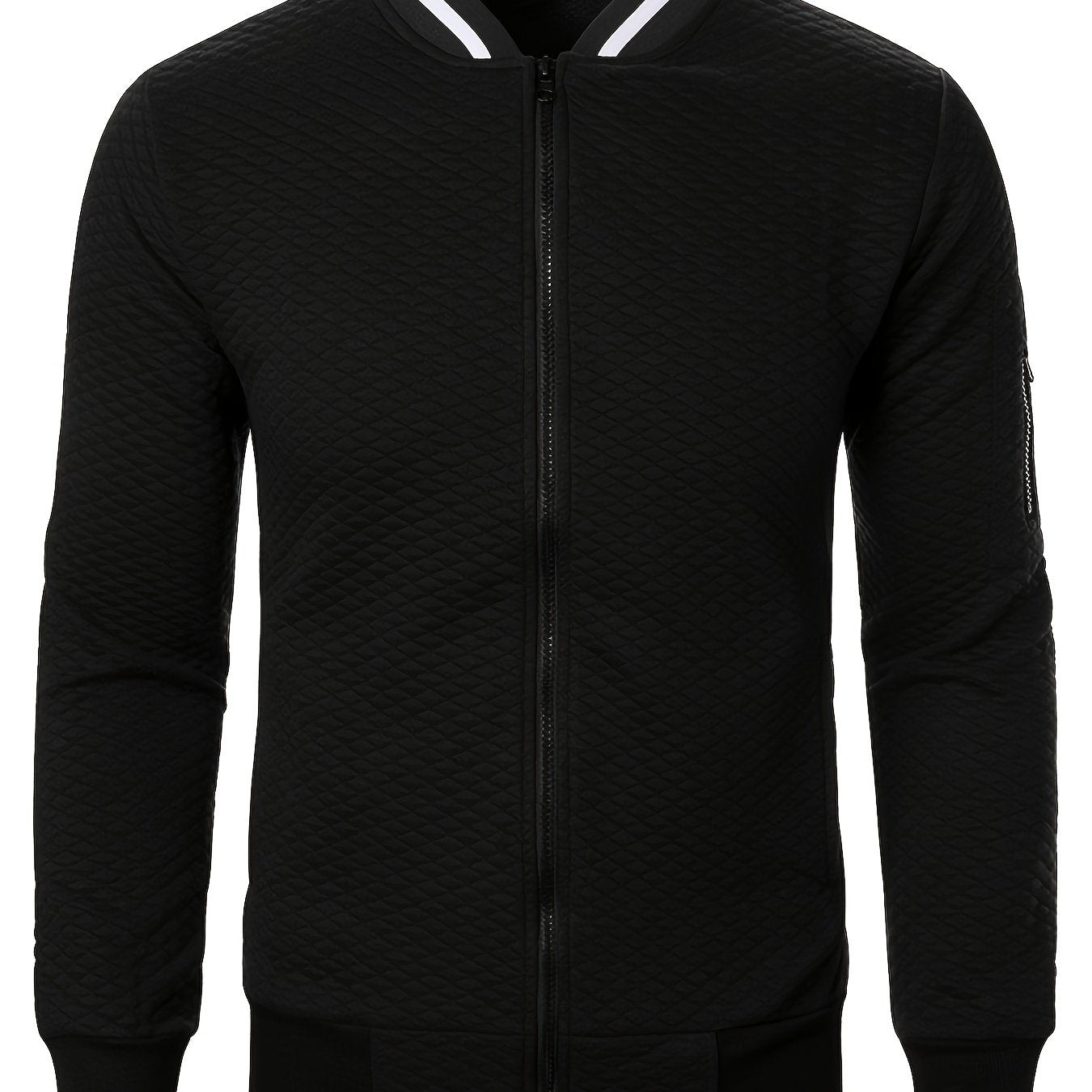 Men's Casual Full Zip Bomber Jacket, Warm Comfy Blouson Jacket For Autumn And Winter Outdoor Activity