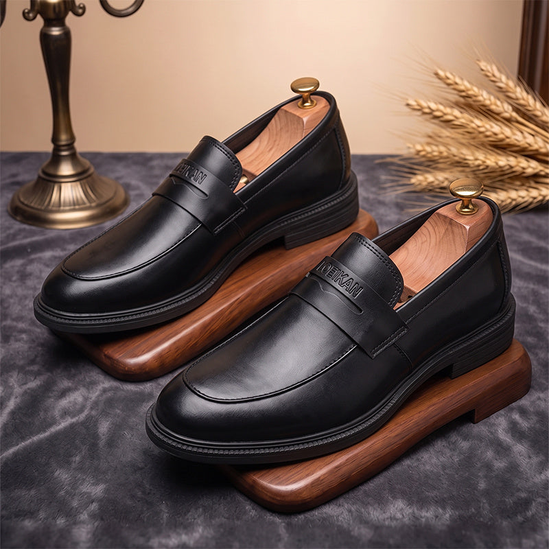 Men's British Retro PU Flat Shoes Slip-On Business Style