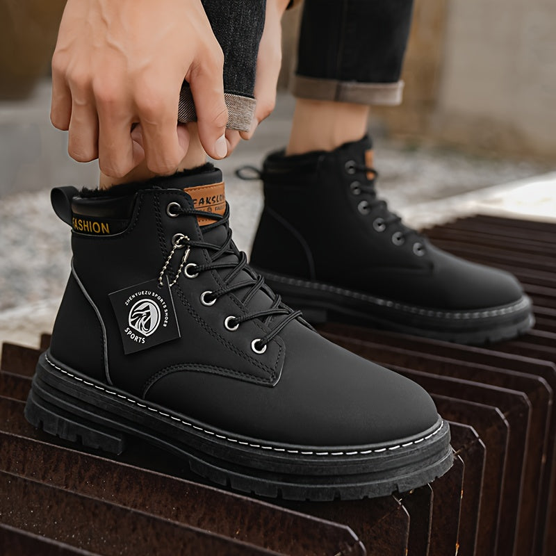 A Pair of Fashionable Men's Boots, Outdoor Warm, Sports Casual Trendy Versatile Shoes for Man