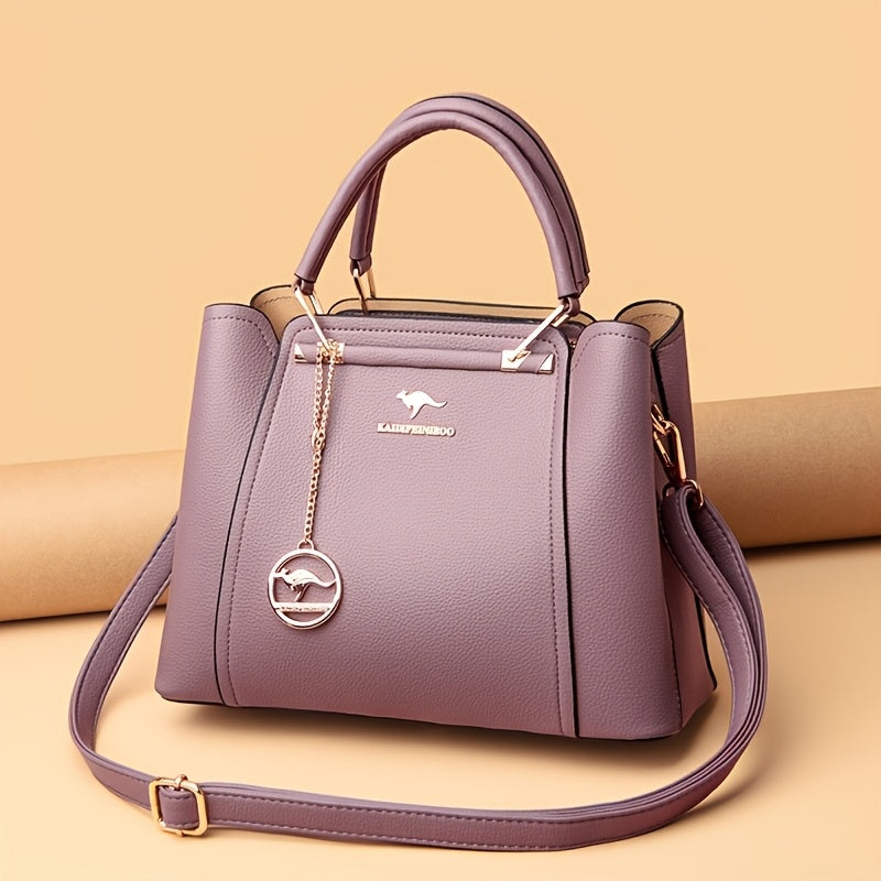 Elegant Women's Fabric Handbag with Metal Accents - Versatile Style
