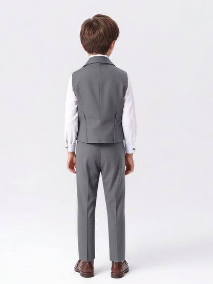 Boys' Casual Suit Vest, Pants & Tie Set for Formal Occasions