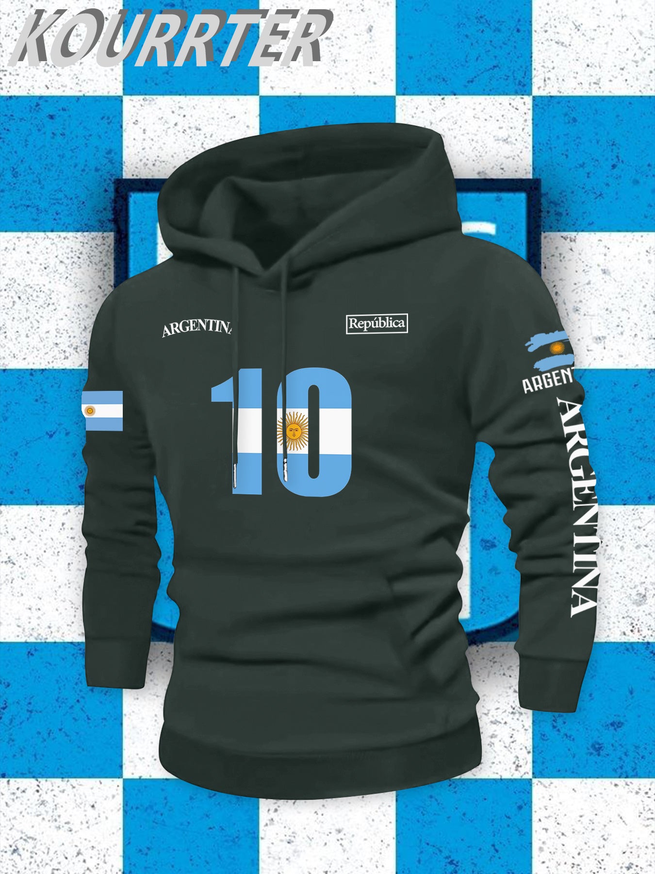 Men's Argentina Flag Hooded Sweatshirt - Casual Winter Pullover