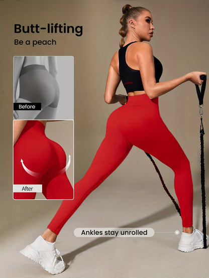 Women's High-Waisted Slimming Ribbed Leggings for Yoga