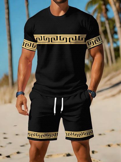Men's Summer Casual Sports Set - Breathable T-Shirt & Shorts