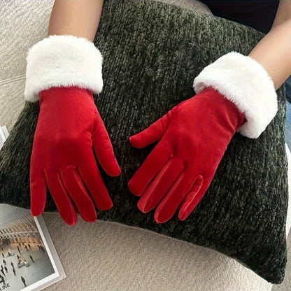 Christmas Velvet Luxury Gloves for Men and Women - Soft Warm Touchscreen Gloves, Suitable for Cold Weather, Outdoor Activities, Driving Warm Winter Gloves - Ideal Christmas, Valentine'S Day Gift, Christmas Glove, Glove, Elega