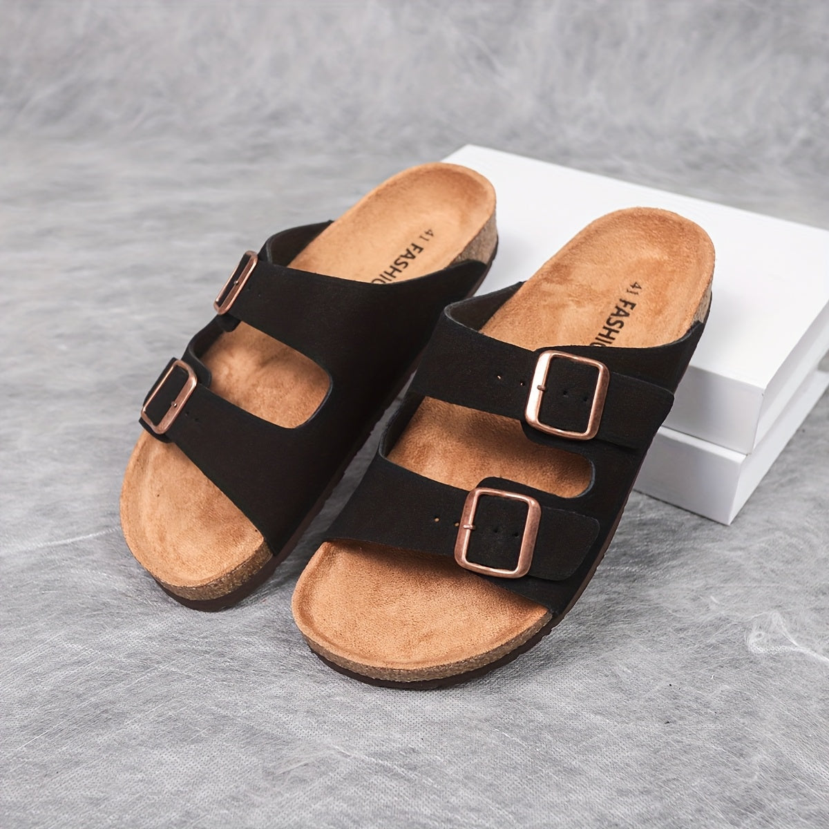 Men's Retro Adjustable Buckle Slippers with Mid-Thick Sole