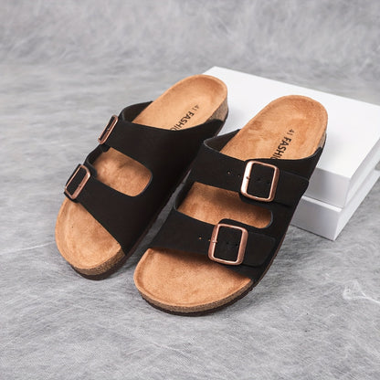 Men's Retro Adjustable Buckle Slippers with Mid-Thick Sole