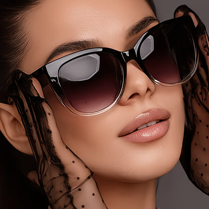 Trendy Cat-Eye Sunglasses for Women with Oversized Gradient Frame
